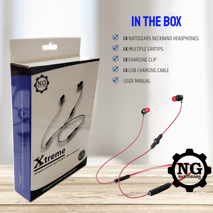 NatoGears Xtreme 48 Hours Playtime Bluetooth IPX5 Sport Neckband Earphones